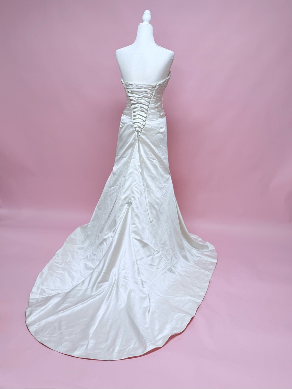 Ella Strapless Champagne Satin Bridal Gown - Picture 2 of 10